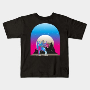 Cute Deer at night with Moon Kids T-Shirt